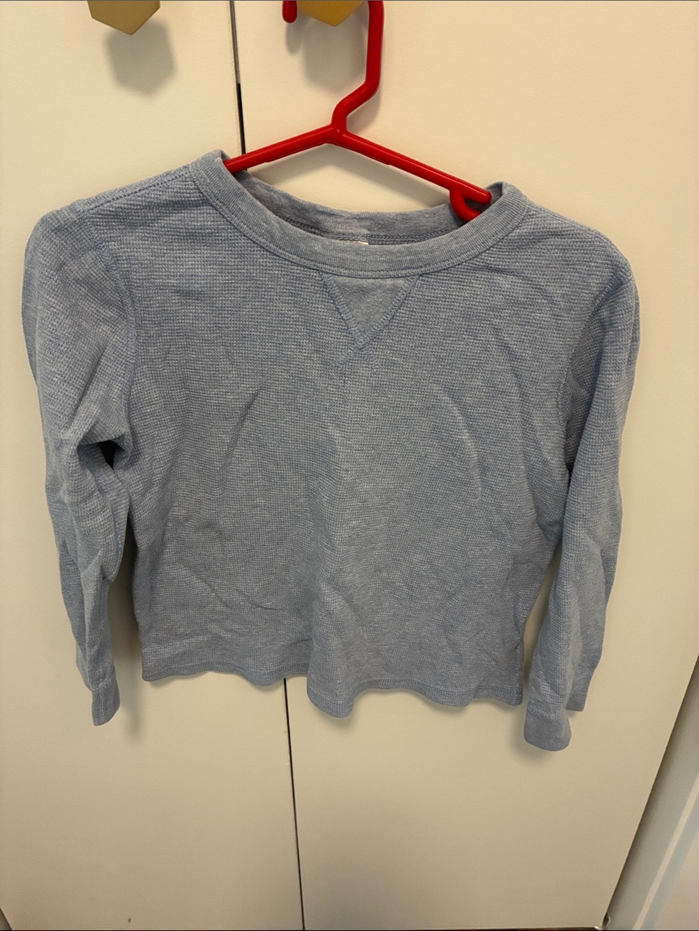 Hanna Andersson Light Blue Crewneck thermal waffle long sleeve shirt